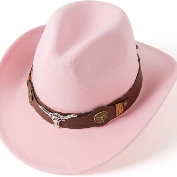 Classic Womens Western Cowboy Cowgirl Hats with Wide Belt - Picture 2 of 5